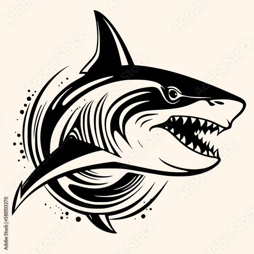 Shark vector for logo or icon, drawing Elegant minimalist style,abstract style Illustration	