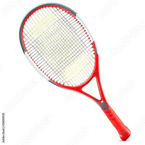 Red and White Tennis Racquet Generative AI © nadl2022