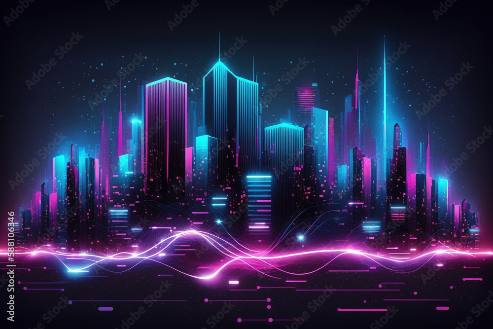 Abstract futuristic smart city a hub of technology and progress. Metaverse cyber concept idea. Innovation and advancement. Ai generated