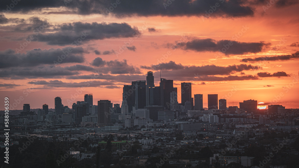 sunset over the city