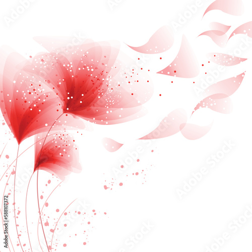 vector background with delicate red flowers