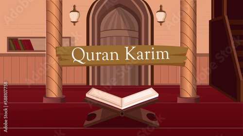 The Holy Quran and stand in the mosque vector 