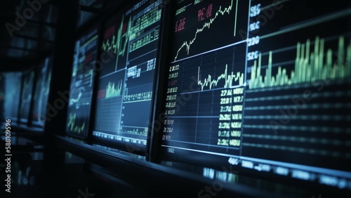 Monitor of stock market report. display  information  datum  stock exchange  investment  stock  market  technology  digital  business  finance.  Generative AI  