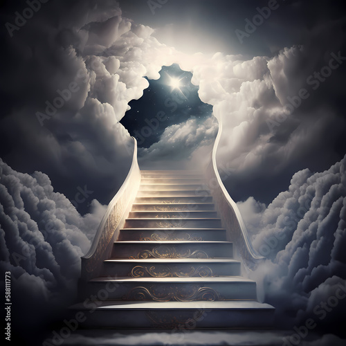 Fototapeta stairs of heaven. Generative AI