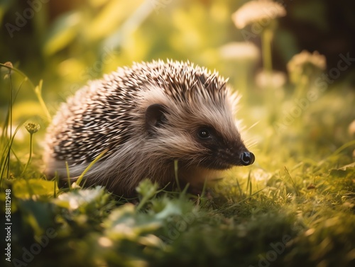 Hedgehog in the grass. Hedgehog in the nature.