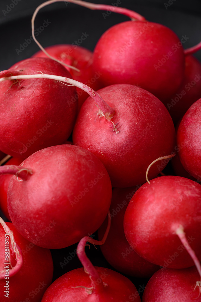 Delicious fresh raw red radish for making healthy salad Delicious fresh raw red radish for making healthy salad