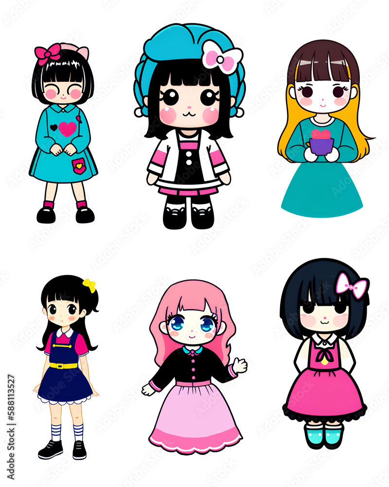 set of girls by Generative AI set of girls by Generative AI