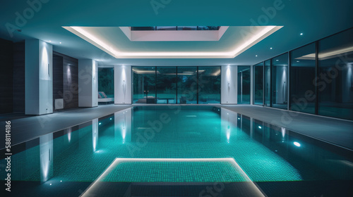 Interior Design Luxury Modern House Indoor Pool Oasis Generative AI 