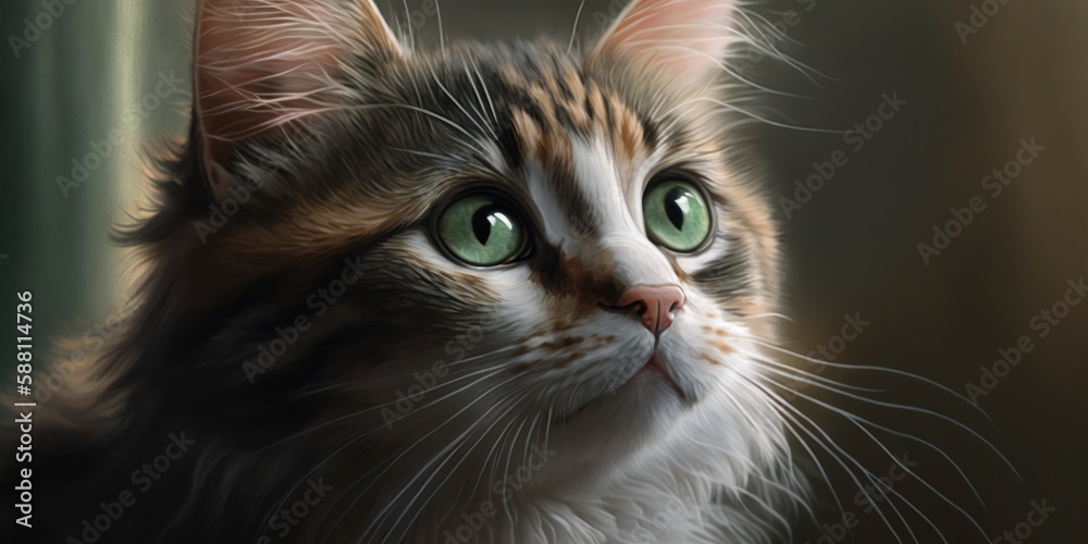 close-up portrait of adorable cat, generative ai