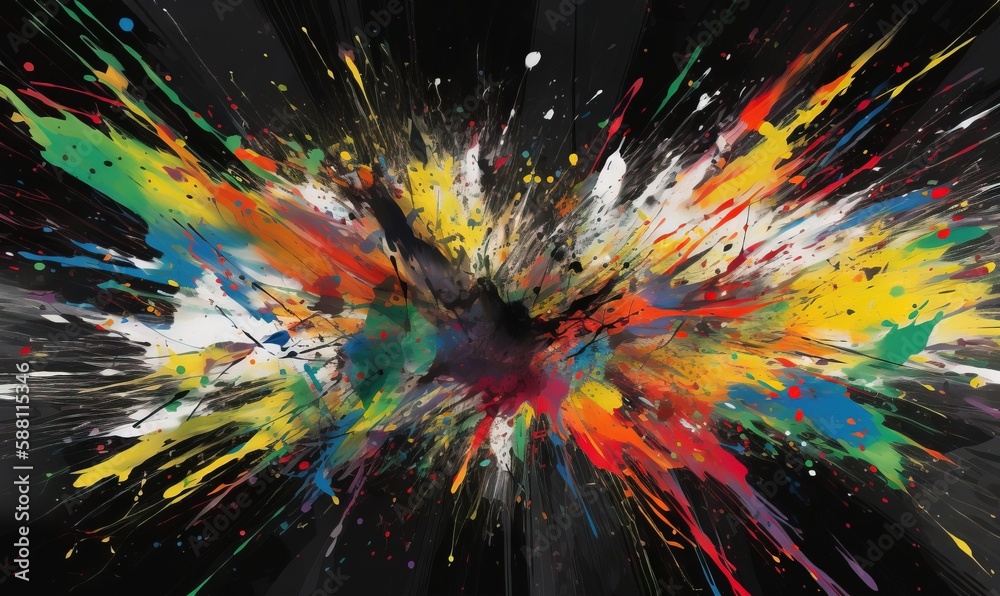 a colorful explosion of paint splattered on a black background. generative ai a colorful explosion of paint splattered on a black background. generative ai