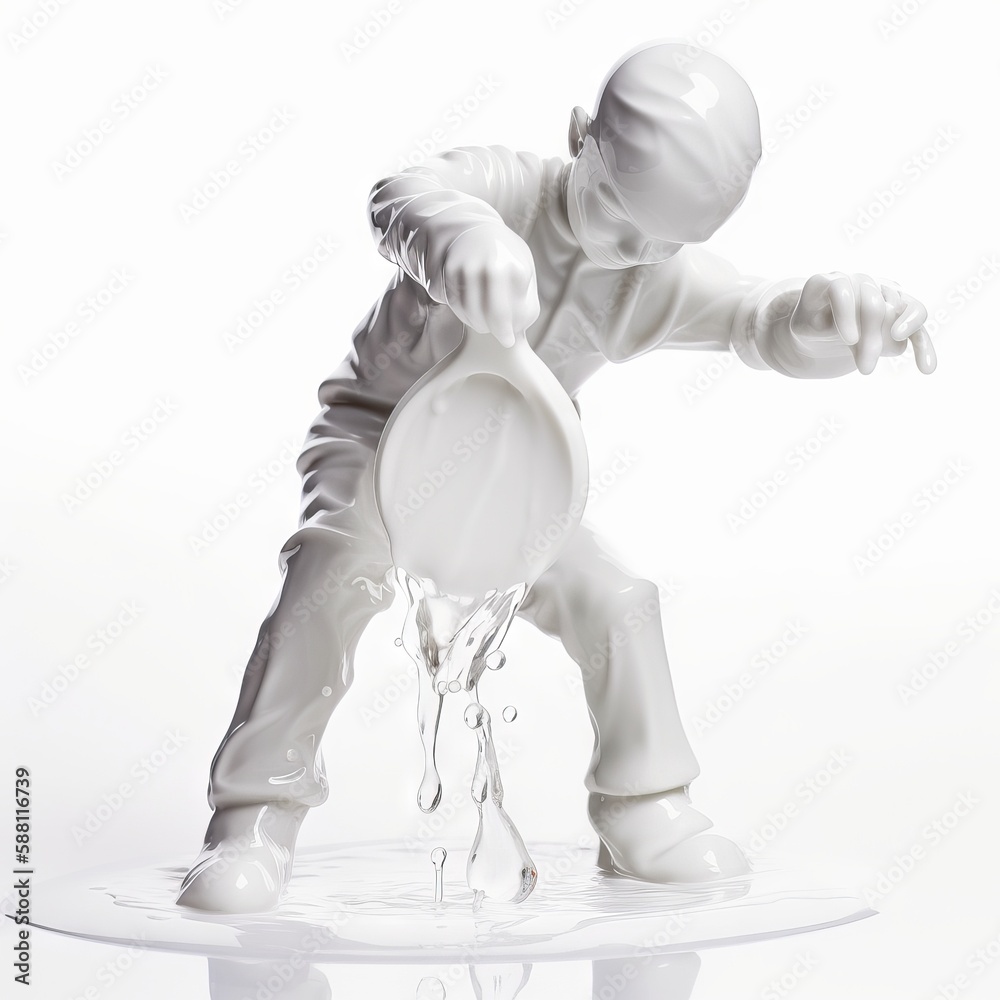 milk splash sculpt forms a human figure from a glass, white background milk splash sculpt forms a human figure from a glass, white background