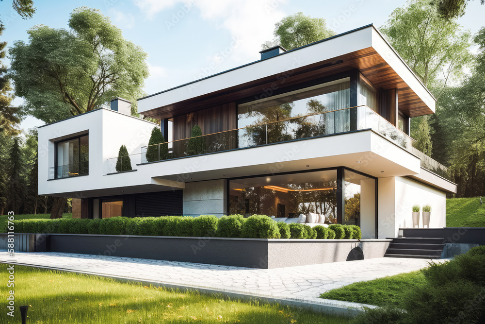 Ultra modern luxury house. Generative AI.