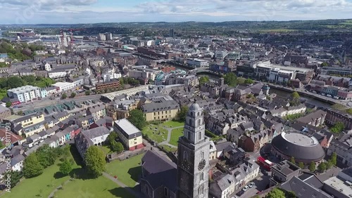 Cork City Ireland aerial drone view Shandon Church River Lee