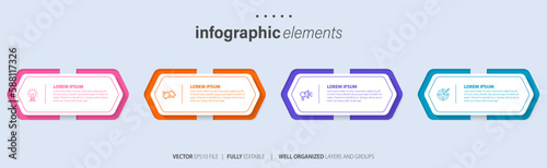 Vector infographic flat template circles for four label, diagram, graph, presentation. Business concept with 4 options. For content, flowchart, steps, timeline, workflow, marketing. EPS10
