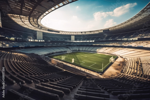Empty stadium for football or American football. Generative AI.