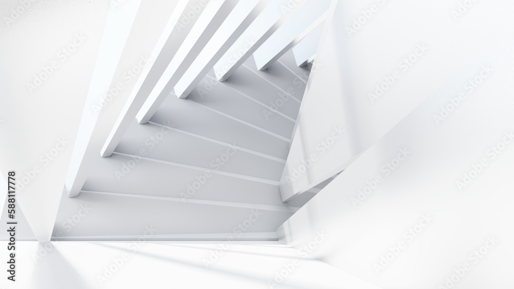 Fototapeta premium Architecture background white geometric wall in interior 3d render