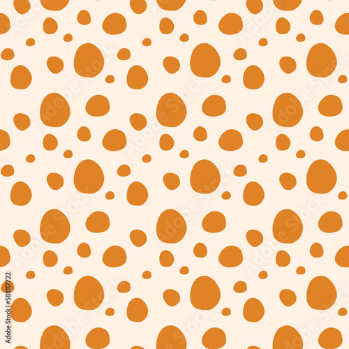 A seamless pattern with orange dots and a white background. Pattern with repeating orange spots. abstract illustration with circles of different sizes.