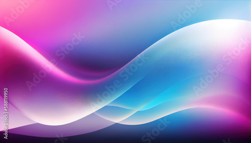 Abstract Shiny neon glass translucent wavy composition with gradient transition, elegant clean background - generative AI.