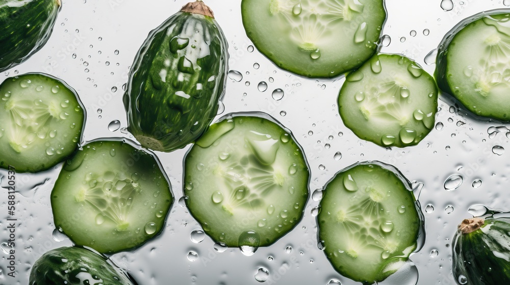 fresh cucumbers with drops of water on a white background fresh cucumbers with drops of water on a white background