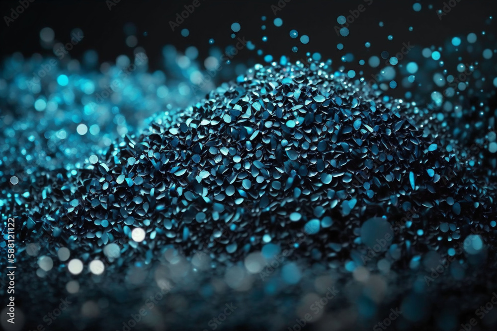 sky blue and black colored glowing glow bokeh out of focus blurred particles and lights and waves. Abstract glamour high tech technology background. Generative AI sky blue and black colored glowing glow bokeh out of focus blurred particles and lights and waves. Abstract glamour high tech technology background. Generative AI