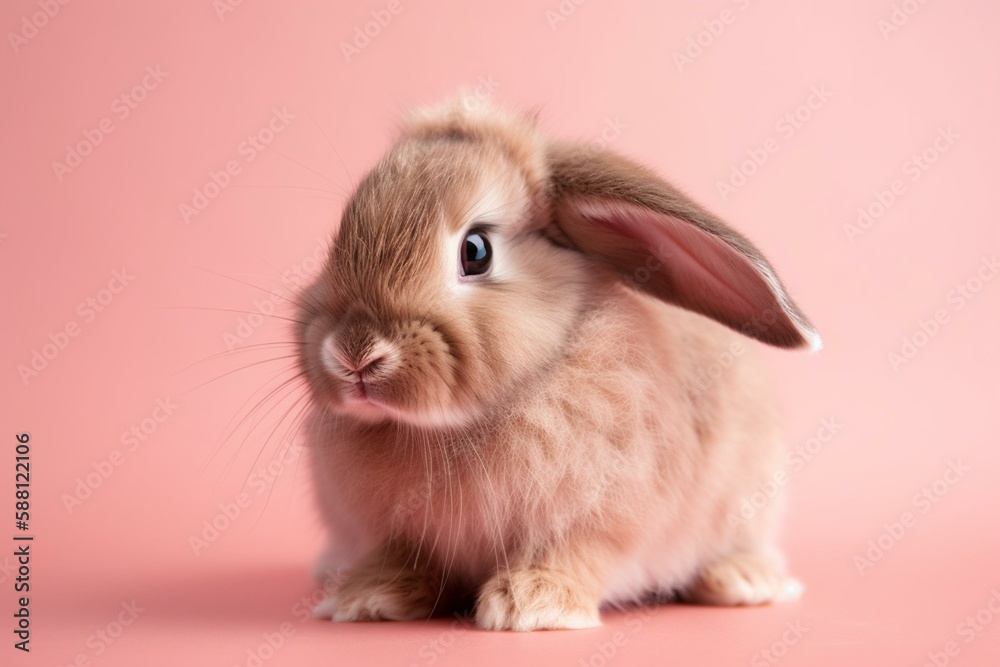 Cute rabbit on a pink background Generative AI