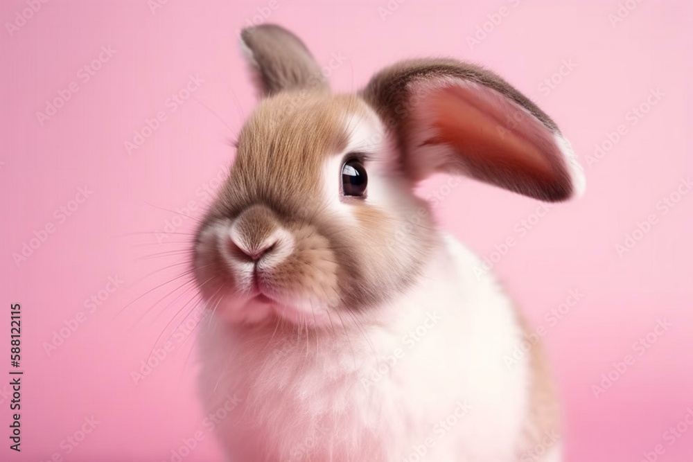 Cute rabbit on a pink background Generative AI Cute rabbit on a pink background Generative AI