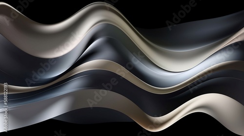 Metallic abstract wavy liquid background layout design tech innovatio. Generative AI