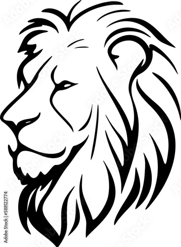 Minimalist lion logo in black and white style vector.