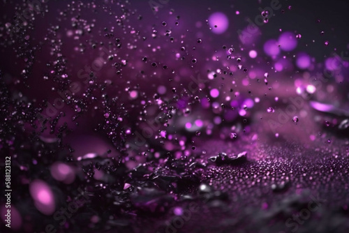 purple and violet colored glowing glow bokeh out of focus blurred particles and lights and waves. Abstract glamour high tech technology background. Generative AI
