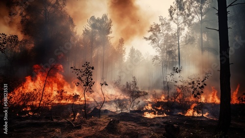 A violent wildfire in a forest (AI Generated) © Simone