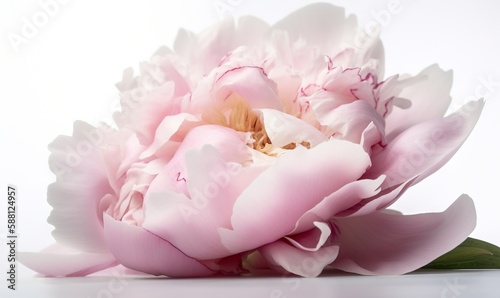  a large pink flower with white petals on a white background.  generative ai