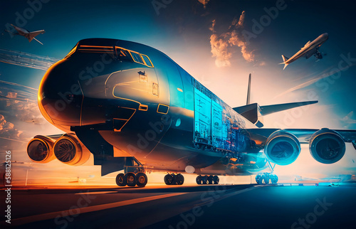 Wallpaper Mural Aircraft Logistics and warehouse transportation, generative ai Torontodigital.ca