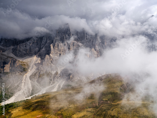 Stormy summer landscape of the famous Pale di San Martino near San Martino di Castrozza  Italian dolomites