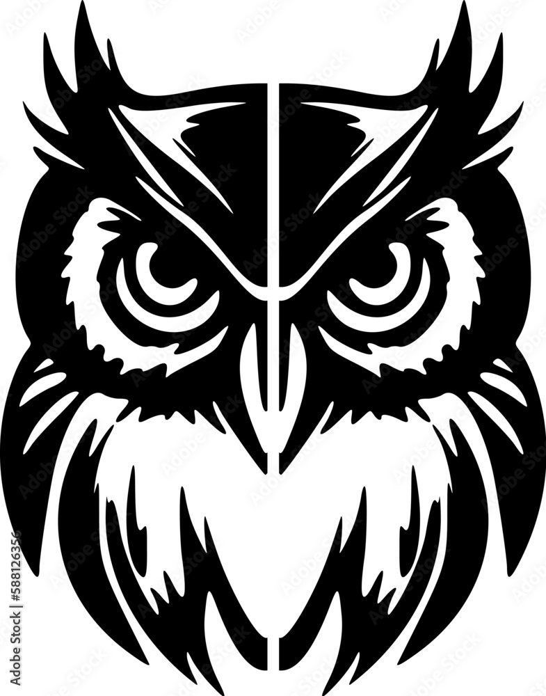 ﻿A logo of an owl in black and white, with a simple vector design.