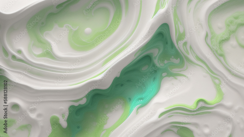 Abstract light marble background with light green streaks. Ai generative illustration