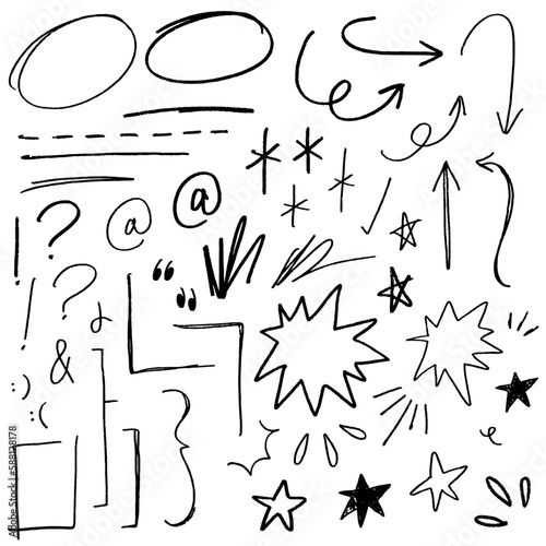 hand drawn doodle element & symbol set