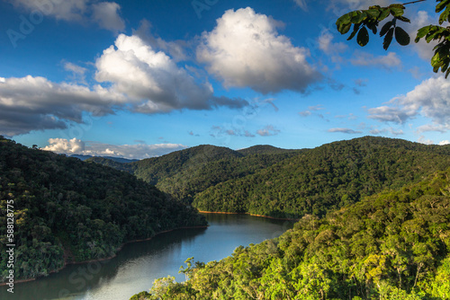 Brazilian landscape with exuberant nature, river in the Atlantic forest photo