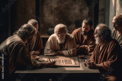Greek philosophers discussing, generative ai photo