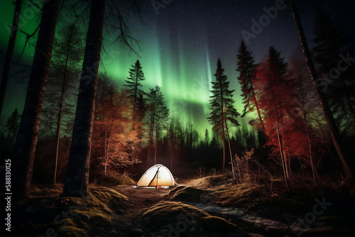camping under the aurora borealis  generative ai