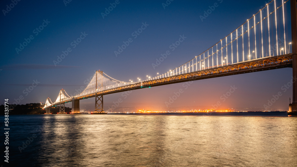 San Francisco – Oakland Bay Bridge at night long exposure