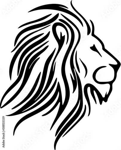 ﻿A vector logo lion in B&W with a minimalist design.