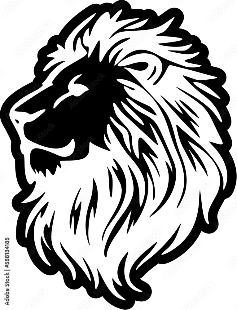 ﻿A vector logo of a lion in b&w, with minimal design.