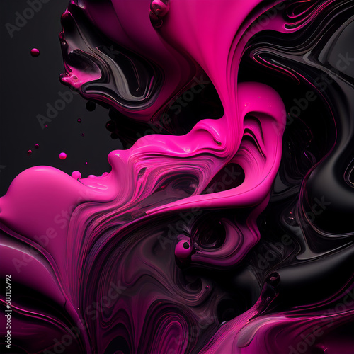 purple pink black 3d abstract liquid fluid modern background created with generative AI