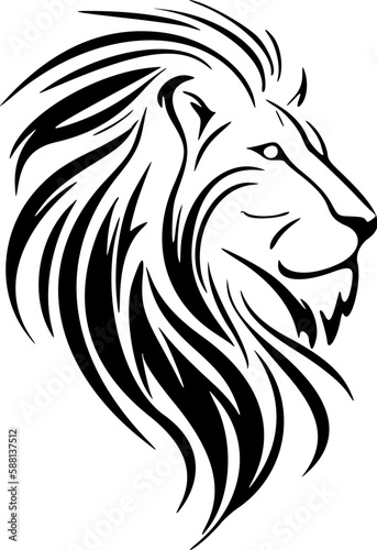    Black and white vector logo of a lion  simple.