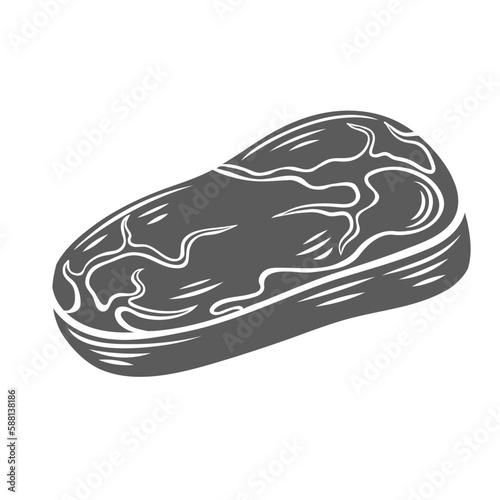 Sirloin glyph icon vector illustration. Stamp of raw marble beef steak, wagyu cow meat slice with streaks of fat pattern for cooking beefsteak in steakhouse restaurant, fresh sirloin piece for grill
