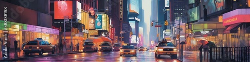 illustration  new york nightlife glow  website headers  generative ai