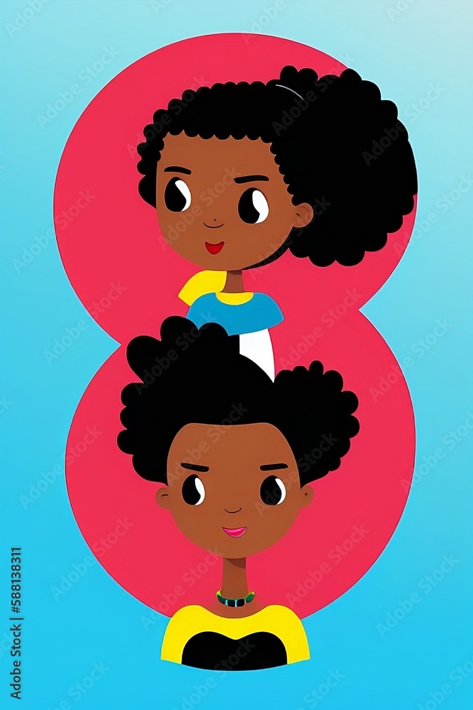 Black Sisters Illustration, Cartoon Style. Generative Ai Black Sisters Illustration, Cartoon Style. Generative Ai