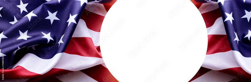 Banner with United States National Flag and White Copy Space. Good for Independence or Veterans day web concept.