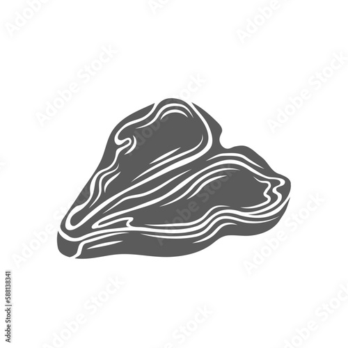 Meat steak glyph icon vector illustration. Stamp of raw T bone beefsteak to cook and grill on dinner, fresh slice of cow meat and food ingredient for steakhouse restaurant menu, butchery product