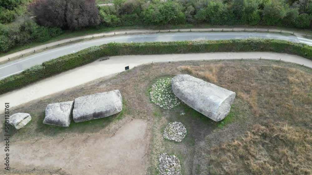 The Locmariaquer megaliths are a complex of Neolithic constructions in Locmariaquer, Brittany with The Locmariaquer megaliths are a complex of Neolithic constructions in Locmariaquer, Brittany with